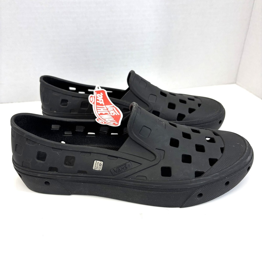 NWT Vans Beach Water Shoes Womens 7.5 Black Ventilated Rubber UA SlipOn TRK - Picture 2 of 9